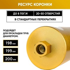 Коронка алмазная по бетону 200x400 мм Golden Dragon 1 1/4" UNC №3