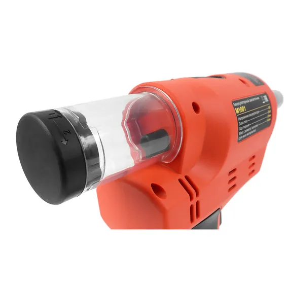 Компактный прозрачный контейнер для отработанных хвостов, установлен на инструмент