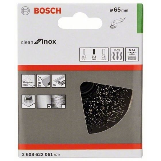 Чашечная щетка Bosch М14 0,3х65 мм пучки нержавеющая сталь 2608622061 №2 Чашечная щетка Bosch М14 0,3х65 мм пучки нержавеющая сталь 2608622061 №2