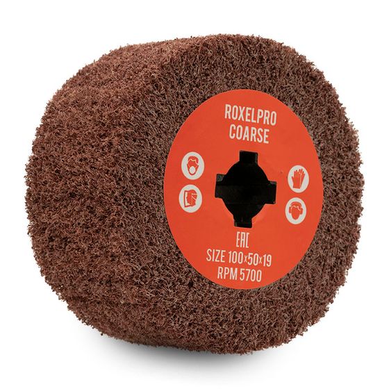 Шлифовальный валик 100x50x19 мм RoxelPro нетканый Coarse A (P80) №1