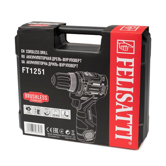 Аккумуляторный шуруповерт FELISATTI FT1251 12В (кейс, 2 аккум.2.0Ач, ЗУ) №10 Аккумуляторный шуруповерт FELISATTI FT1251 12В (кейс, 2 аккум.2.0Ач, ЗУ) №10