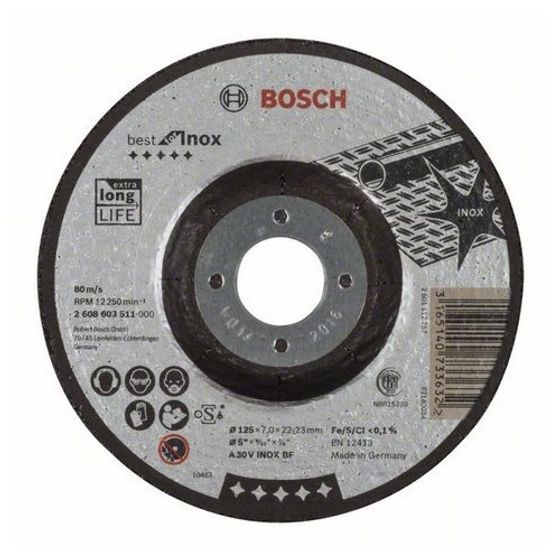 Зачистной круг 125х7х22,23 мм по нержавеющей стали Bosch Best for Inox