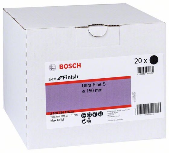 Скотч брайт Bosch круг серый 150 мм Velcro Ultra Fine №2 Скотч брайт Bosch круг серый 150 мм Velcro Ultra Fine №2