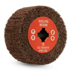 Шлифовальный валик 100x50x19 мм RoxelPro нетканый Medium A (P180)