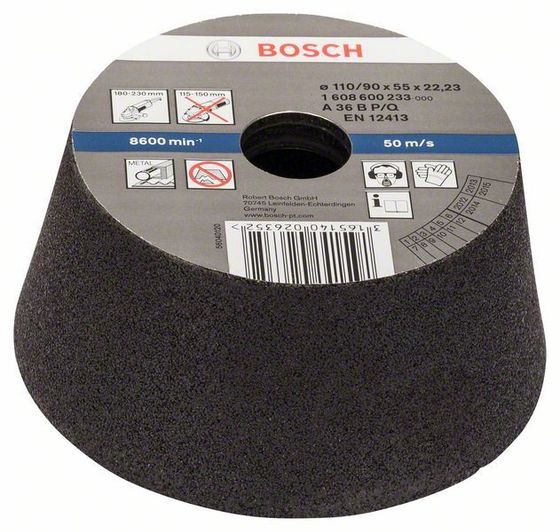 Конусный шлифовальный круг Bosch 90/110x55 мм P36 №1