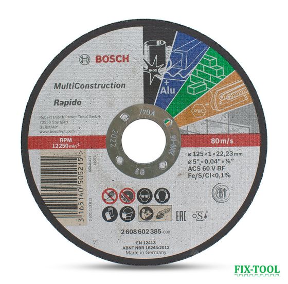 Отрезной круг Bosch 125x1x22.23 для резки титана №1