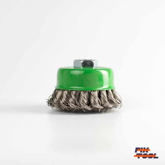 Чашечная щетка Fix Inox витая 75 x 0.5 мм M14 для УШМ ворс нержавеющая сталь №3