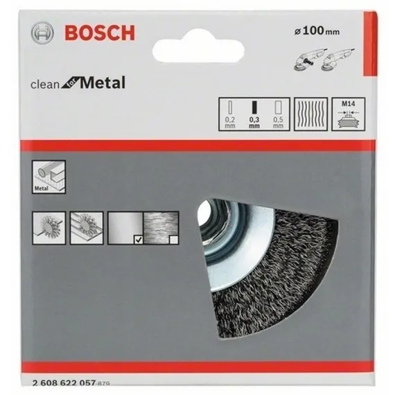 Коническая щетка BOSCH M14 0.3х100мм витая сталь