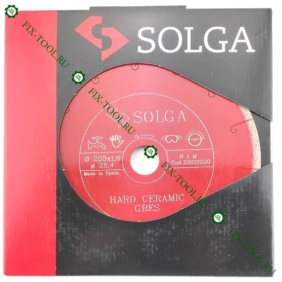 Диск алмазный 200х25,4 мм Solga Diamant HARD CERAMICS по керамограниту 20010200 в упаковке
