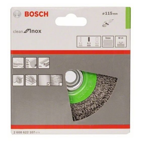 Щетка дисковая Bosch М14 0,3х115 мм пучки нержавеющая сталь 2608622107 №2 Щетка дисковая Bosch М14 0,3х115 мм пучки нержавеющая сталь 2608622107 №2