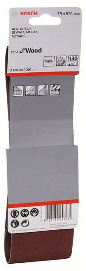 Лента шлифовальная 75x533 мм P180 Bosch по дереву в упак. 3 шт №2
