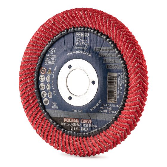 Круг лепестковый PFERD PFR 125x22 L CO60 SGP CURVE STEELOX 790182 №3