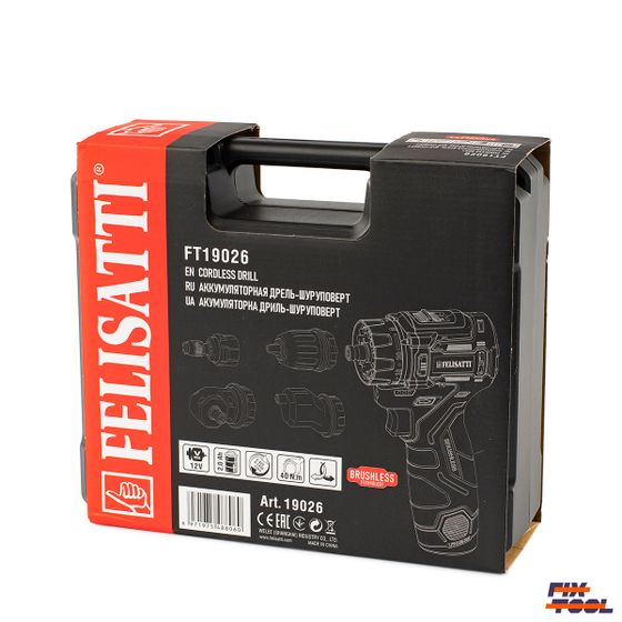 Шуруповерт FELISATTI FT19026 12В с 4 насадками, кейс, 2 аккум. 2.0Ач №15 Шуруповерт FELISATTI FT19026 12В с 4 насадками, кейс, 2 аккум. 2.0Ач №15