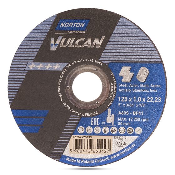 Отрезной круг Norton Vulcan 125x1x22,2 мм 66252925433 №1