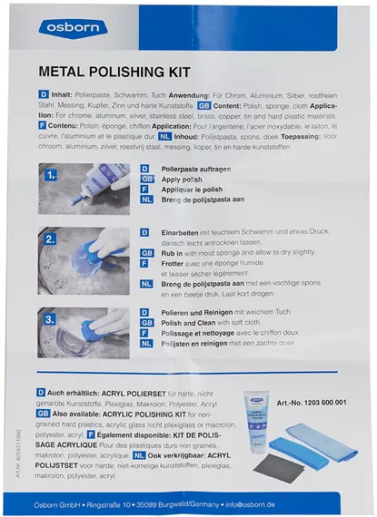Инструкция по применению полировальной пасты по металлу Osborn