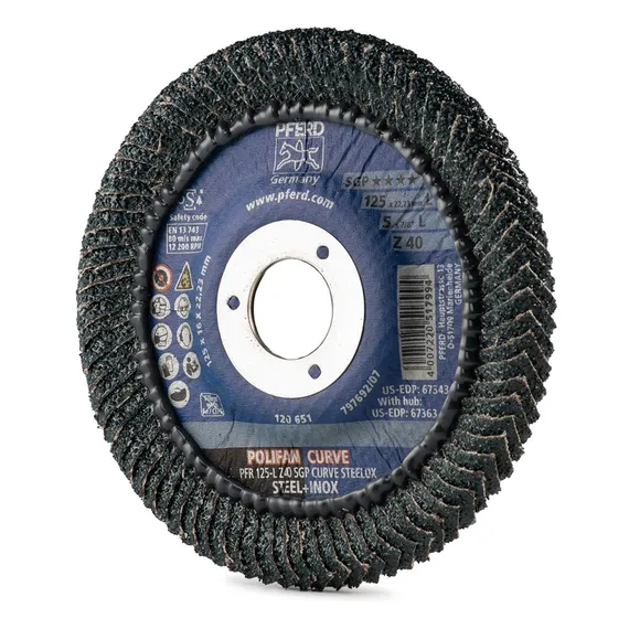 Круг лепестковый PFERD PFR 125x22 L Z40 SGP CURVE STEELOX