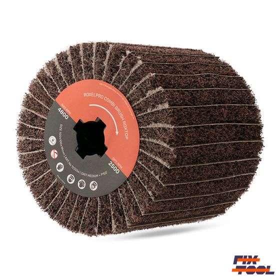 Шлифовальный валик 100x100x19 мм RoxelPro нетканый Medium A + P150 №1