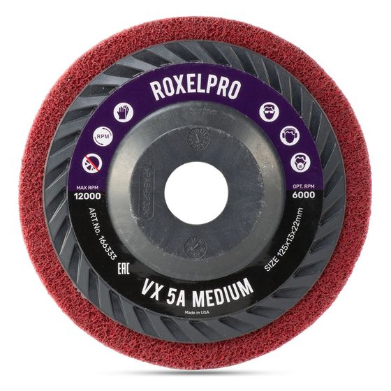 Круг прессованный нетканый ROXPRO VX 125x13x22мм 5A Medium Triммable №3 Круг прессованный нетканый ROXPRO VX 125x13x22мм 5A Medium Triммable №3