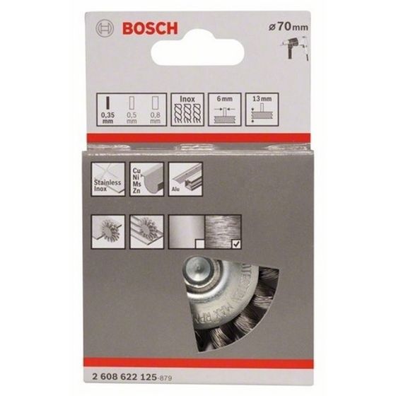 Щетка нержавейка Bosch на шпинделе витая 70 x 13 x 6 мм 2608622125 №2