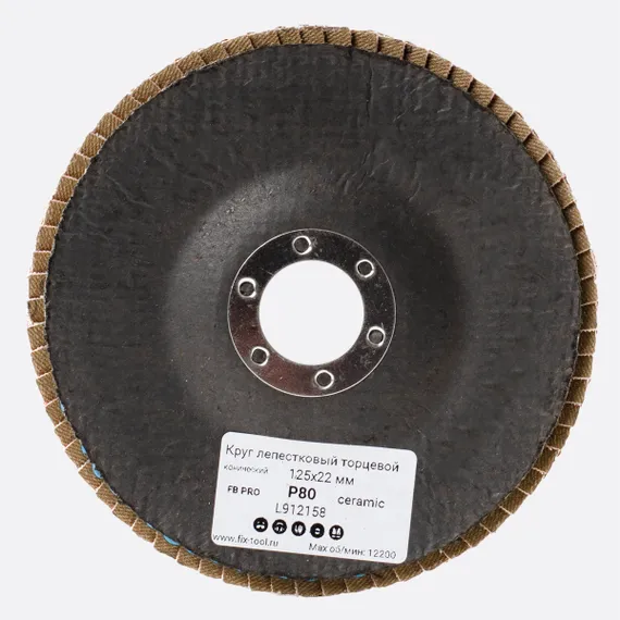 Круг лепестковый торцевой 125x22 мм V P80 FB PRO этикетка