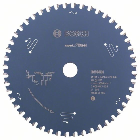 Пильный диск по стали Bosch 184 x 20 x 2,0 мм T48 Expert for Steel №1
