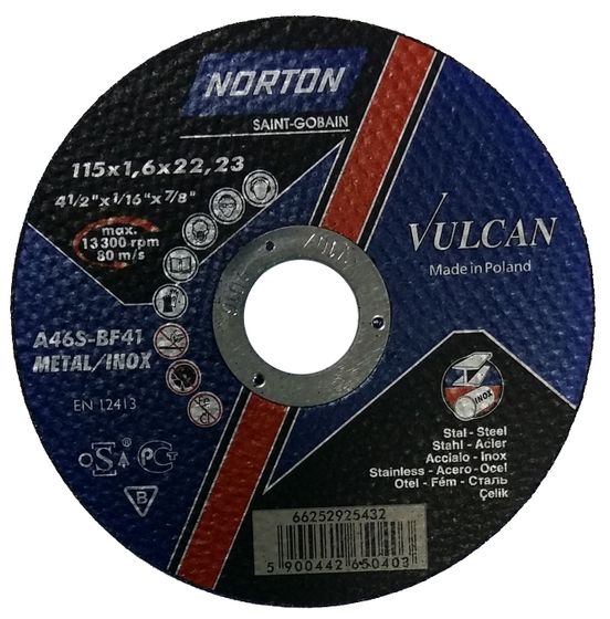 Отрезной круг Norton Vulcan 115х1,6х22,23 мм 66252925432 №1