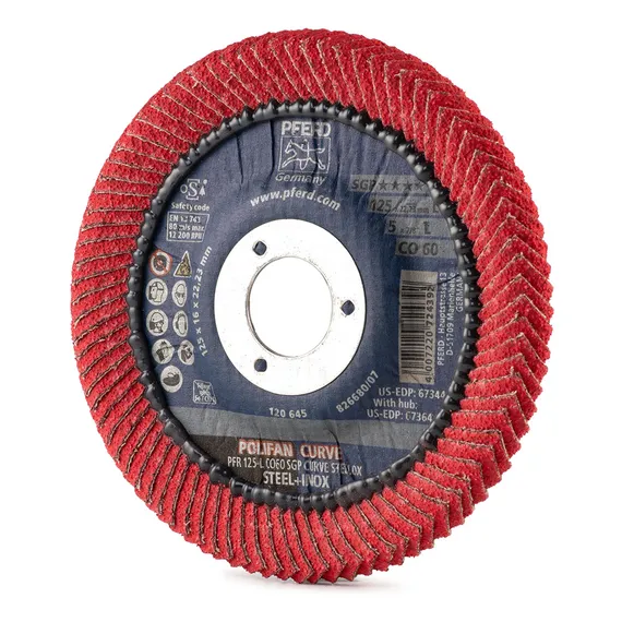 Круг лепестковый PFERD PFR 125x22 L CO60 SGP CURVE STEELOX