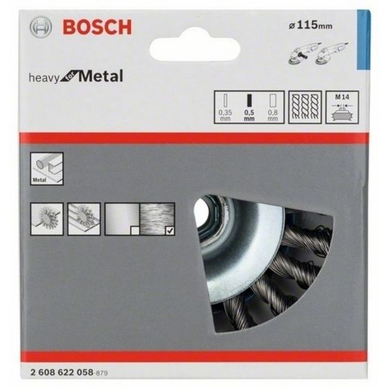 Коническая щетка BOSCH M14 0.5х115мм пучки сталь 2608622058 №2