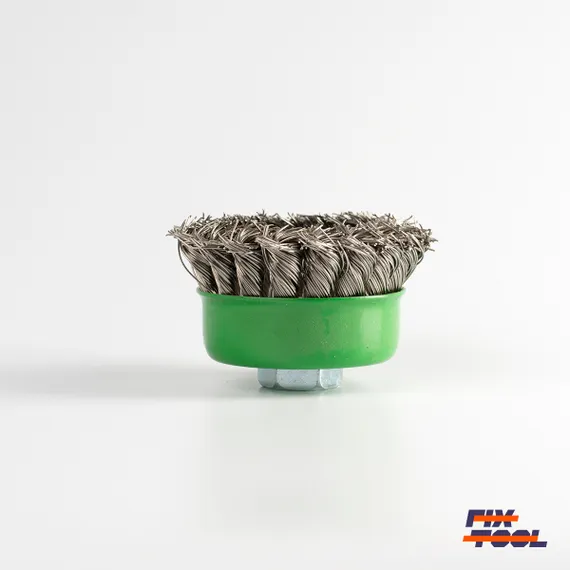 Чашечная щетка Fix Inox витая 75 x 0.5 мм M14 для УШМ ворс нержавеющая сталь