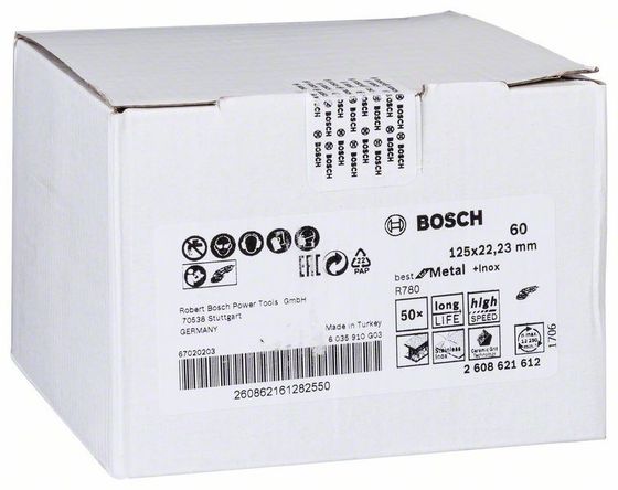 Фибровый круг Bosch 125 мм P60 Best for Metal + Inox - 50 шт/уп №2