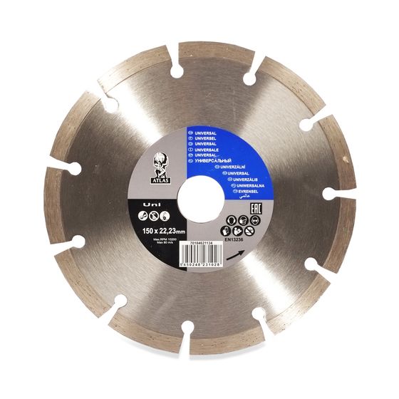 Алмазный диск для резки общестроительных материалов ATLAS UNI 150х22,2 мм