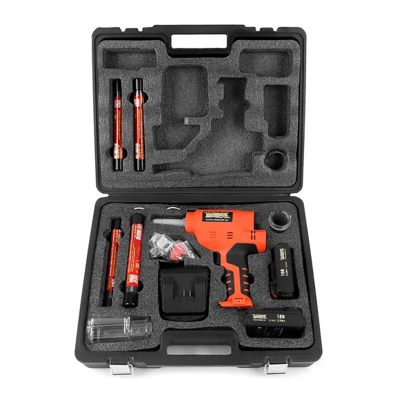 Аккумуляторный вытяжной заклепочник MESSER M1001 комплект в кейсе для хранения вид сверху