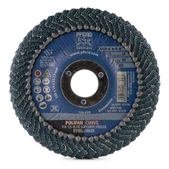 Круг лепестковый PFERD PFR 125x22 M Z40 SGP CURVE STEELOX 790151 №1