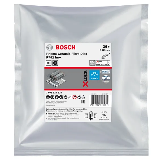 Фибровый круг Bosch 125 мм R782 Prisma P36 2608621824 в упаковке