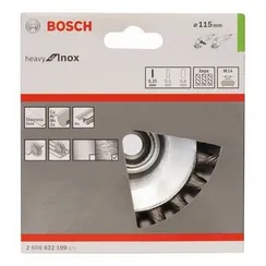 Коническая щетка Bosch М14 0,35х115 мм пучки нержавеющая сталь
