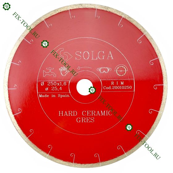 Алмазный диск по керамограниту 250х25,4 мм Solga Diamant HARD CERAMICS №1