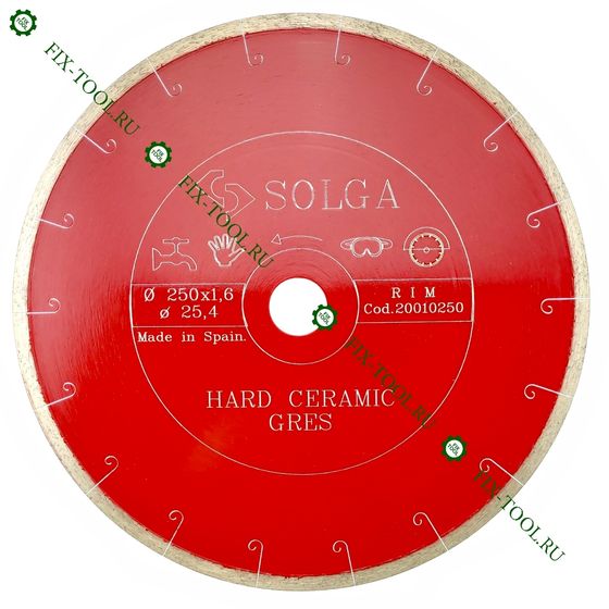 Диск алмазный 250х25,4 мм Solga Diamant HARD CERAMICS по керамограниту 20010250