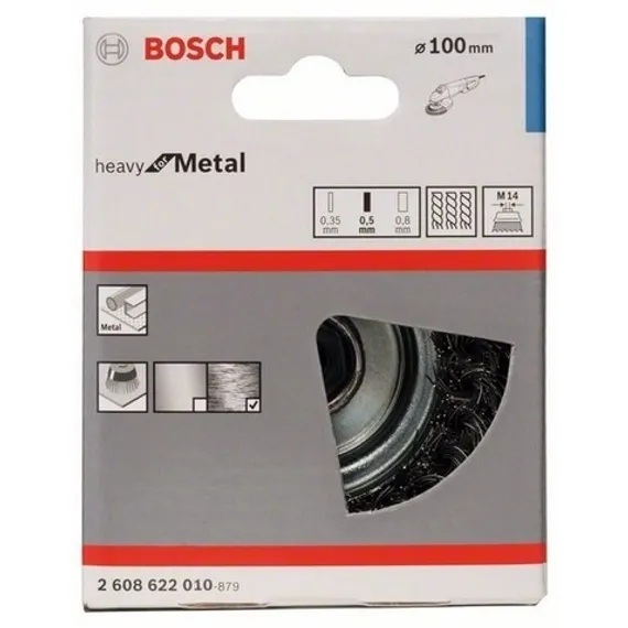 Чашечная щетка BOSCH M14 0.5 x 100мм пучки сталь