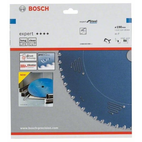 Пильный диск по стали Bosch 190 x 20 x 2,0 мм T40 Expert for Steel №2