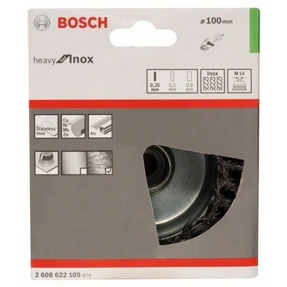 Чашечная щетка Bosch М14 0,35х100 мм пучки нержавеющая сталь