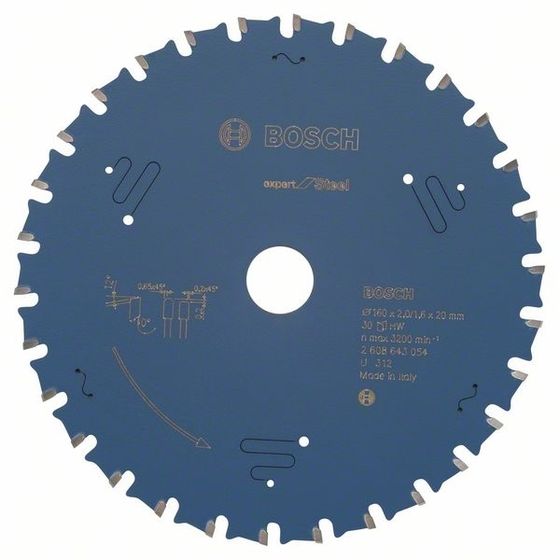 Пильный диск по стали Bosch 160 x 20 x 2,0 мм T30 Expert for Steel №1