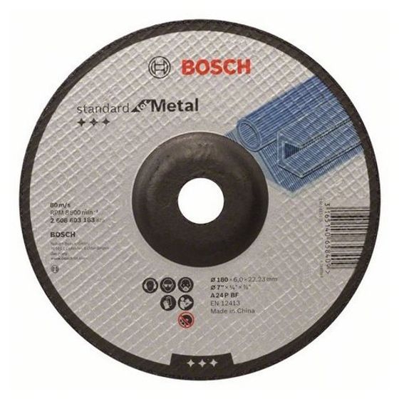 Зачистной круг 180х6х22,23 мм по металлу выпуклый Bosch Standard for Metal