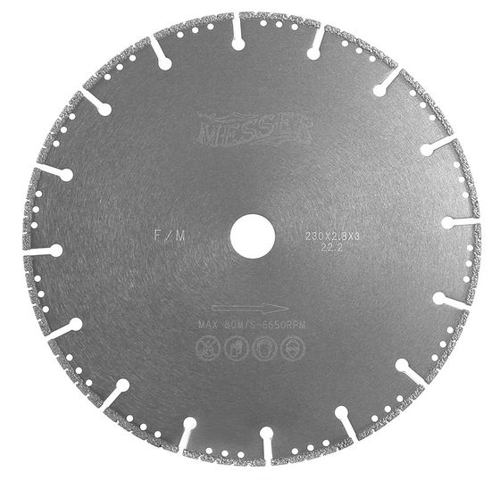 Диск вакуумный по металлу Messer F/M, сухой, 230D-2.8T-3W- 22.2 01-61-230 №1