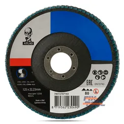 Круг лепестковый торцевой Atlas 125х22 мм P80 конический