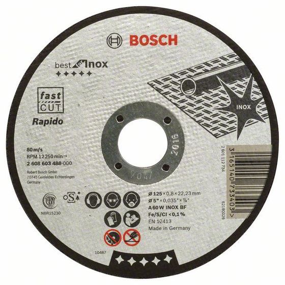 Отрезной тонкий круг Bosch Best for INOX 125 x 0.8 x 22.2 мм 2608603488