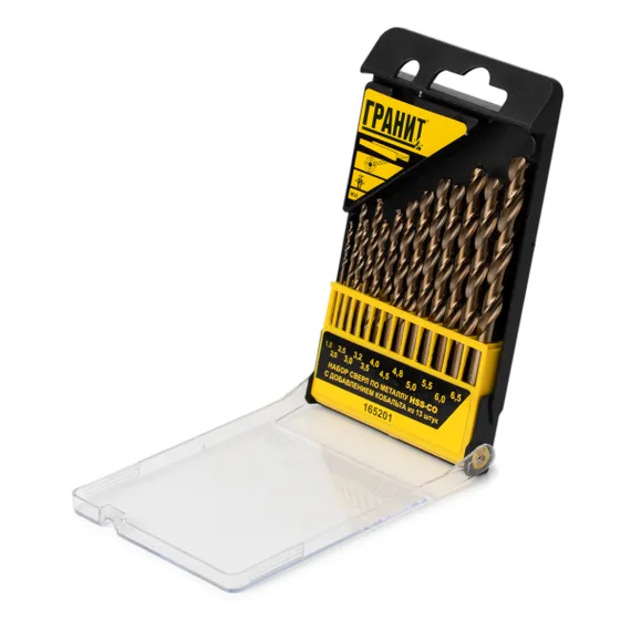 Набор сверл с добавлением кобальта HSS-Co 13 шт в пластиковом пенале с 1,5  до 6,5 мм