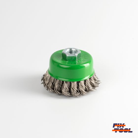Чашечная щетка Fix Inox витая 75 x 0.5 мм M14 для УШМ ворс нержавеющая сталь №5