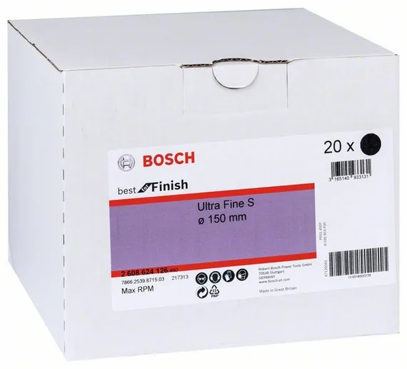 Скотч брайт Bosch круг серый 150 мм Velcro Ultra Fine S в упаковке