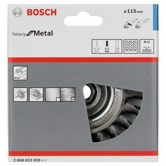 Кольцевая щетка BOSCH M14 0.5х115 мм пучки сталь 2608622059 №2