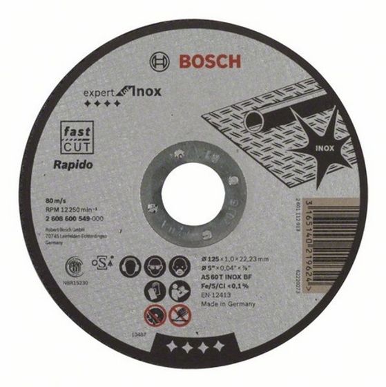 Отрезной круг Bosch Expert for INOX 125x1 мм прямой 2608600549